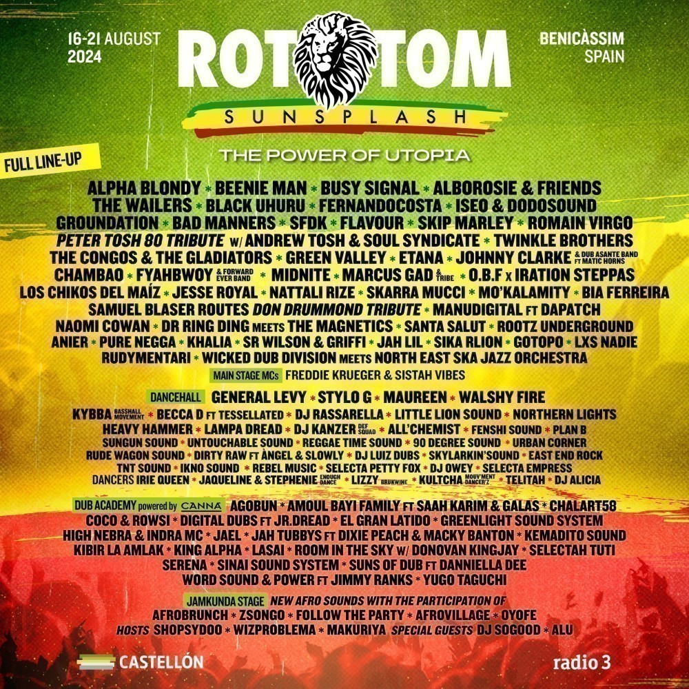Festival Rototom Sunsplash 2023 à Benicàssim (Espagne). Programme